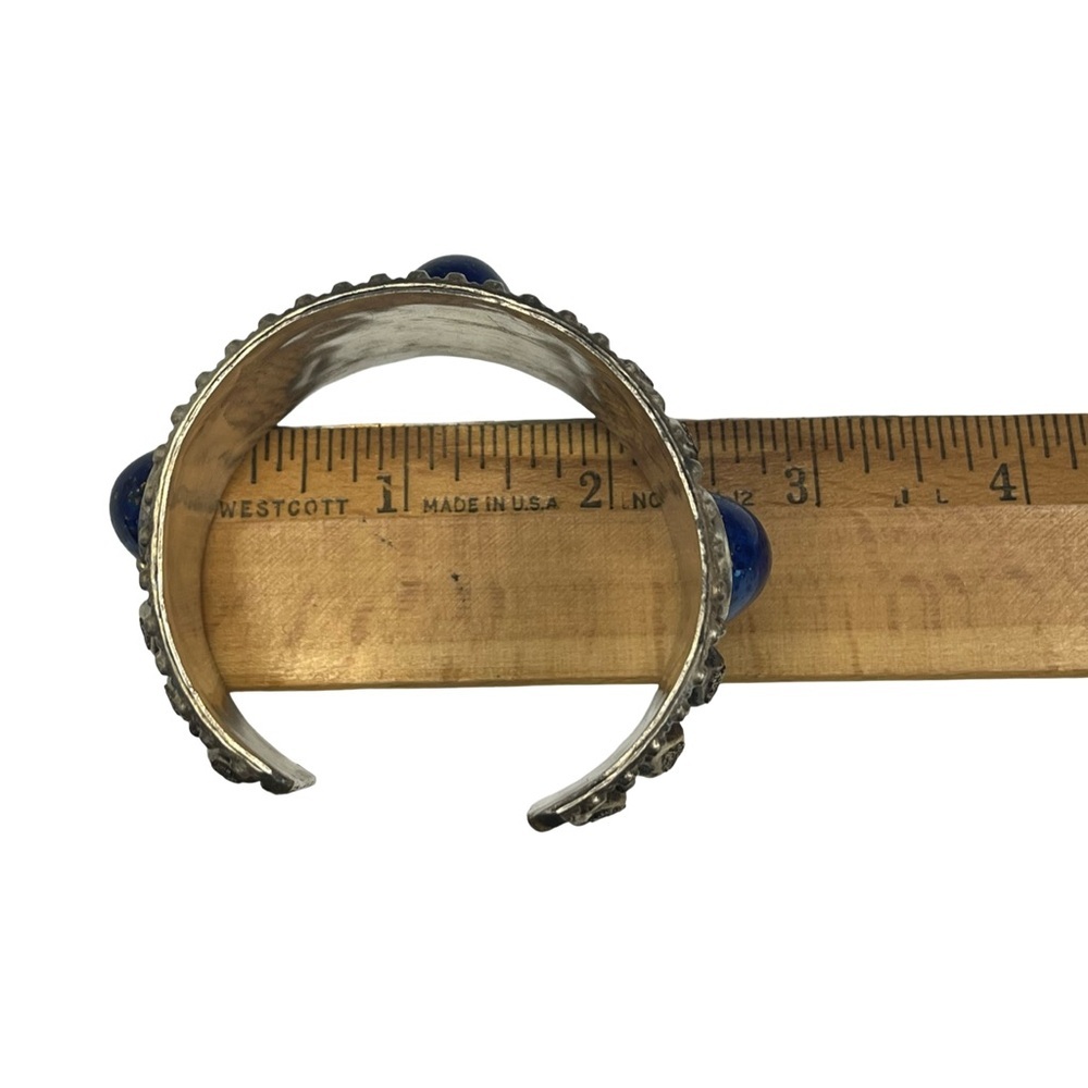 Silver Cuff Bracelet with Blue Stones - Picture 4 of 4